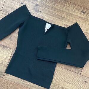 H&M Off-the-Shoulder Forest Green Sweater